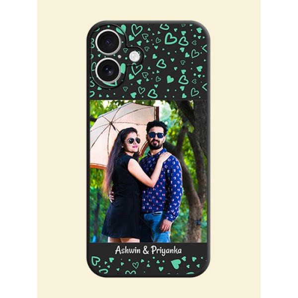 Sea Green Indefinite Love Pattern on Photo On Space Black Custom Soft Matte Mobile Back Cover - iPhone 16 Plus Sea Green Indefinite Love Pattern on Photo On Space Black Custom Soft Matte Mobile Back Cover - iPhone 16 Plus