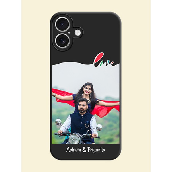 Fall in Love Pattern with Picture on Photo On Space Black Custom Soft Matte Mobile Back Cover - iPhone 16 Plus Fall in Love Pattern with Picture on Photo On Space Black Custom Soft Matte Mobile Back Cover - iPhone 16 Plus