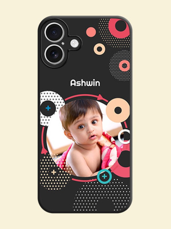 Multicoloured Round Image On Space Black Custom Soft Matte Mobile Back Cover - iPhone 16 Plus