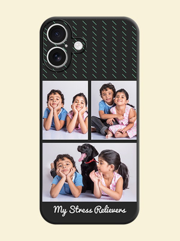 Cross Dotted Pattern with 2 Image Holder On Space Black Custom Soft Matte Mobile Back Cover - iPhone 16 Plus