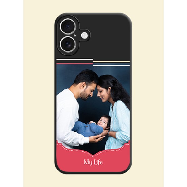 Classic Plain Design with Name On Space Black Custom Soft Matte Mobile Back Cover - iPhone 16 Plus Classic Plain Design with Name On Space Black Custom Soft Matte Mobile Back Cover - iPhone 16 Plus
