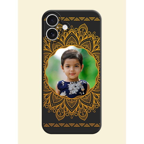 Round Image with Floral Design On Space Black Custom Soft Matte Mobile Back Cover - iPhone 16 Plus Round Image with Floral Design On Space Black Custom Soft Matte Mobile Back Cover - iPhone 16 Plus
