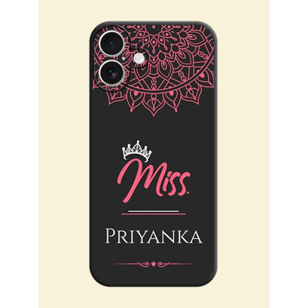 Mrs Name with Floral Design On Space Black Custom Soft Matte Mobile Back Cover - iPhone 16 Plus Mrs Name with Floral Design On Space Black Custom Soft Matte Mobile Back Cover - iPhone 16 Plus