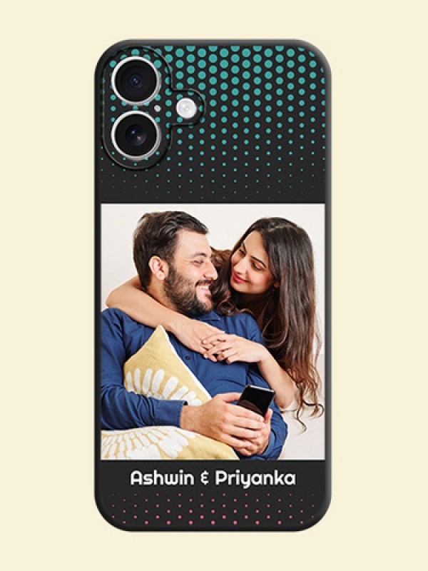 Faded Dots with Grunge Photo Frame and Text On Space Black Custom Soft Matte Mobile Back Cover - iPhone 16 Plus