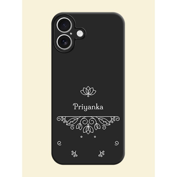 Lotus Garden Custom Text On Space Black Custom Soft Matte Mobile Back Cover - iPhone 16 Plus Lotus Garden Custom Text On Space Black Custom Soft Matte Mobile Back Cover - iPhone 16 Plus