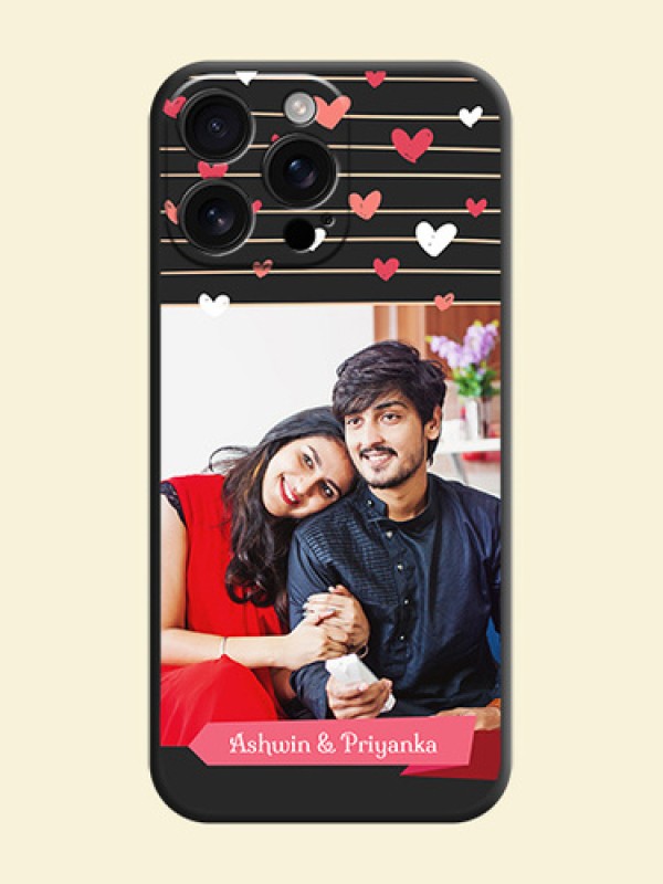 Love Pattern with Name on Pink Ribbon on Photo On Space Black Custom Soft Matte Mobile Back Cover - iPhone 16 Pro Max