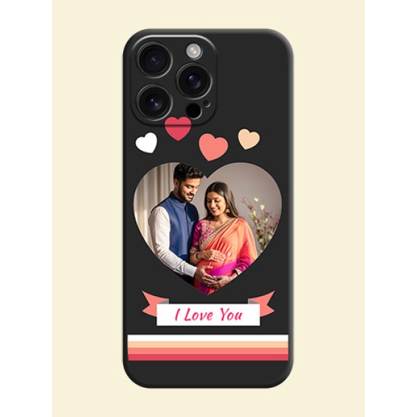 Love Shaped Photo with Colorful Stripes On Space Black Custom Soft Matte Mobile Back Cover - iPhone 16 Pro Max Love Shaped Photo with Colorful Stripes On Space Black Custom Soft Matte Mobile Back Cover - iPhone 16 Pro Max