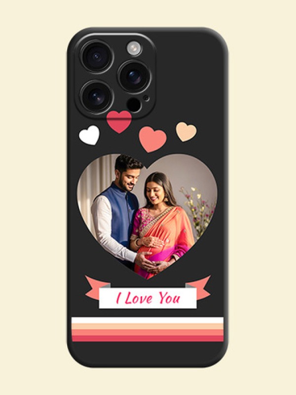 Love Shaped Photo with Colorful Stripes On Space Black Custom Soft Matte Mobile Back Cover - iPhone 16 Pro Max
