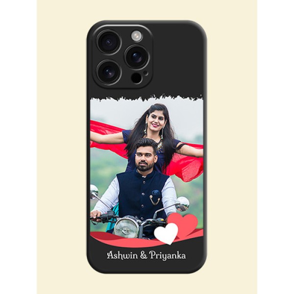 Pin Color Love Shaped Ribbon Design with Text On Space Black Custom Soft Matte Mobile Back Cover - iPhone 16 Pro Max