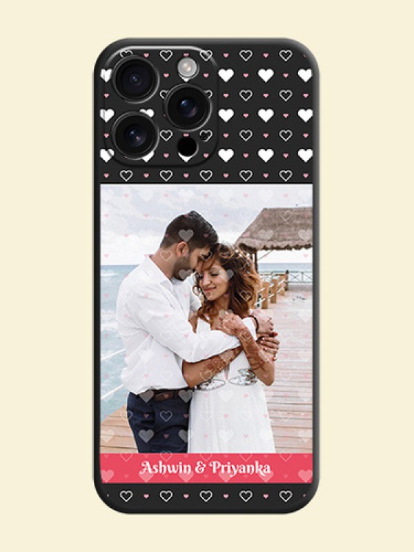 White Color Love Symbols with Text Design on Photo On Space Black Custom Soft Matte Mobile Back Cover - iPhone 16 Pro Max