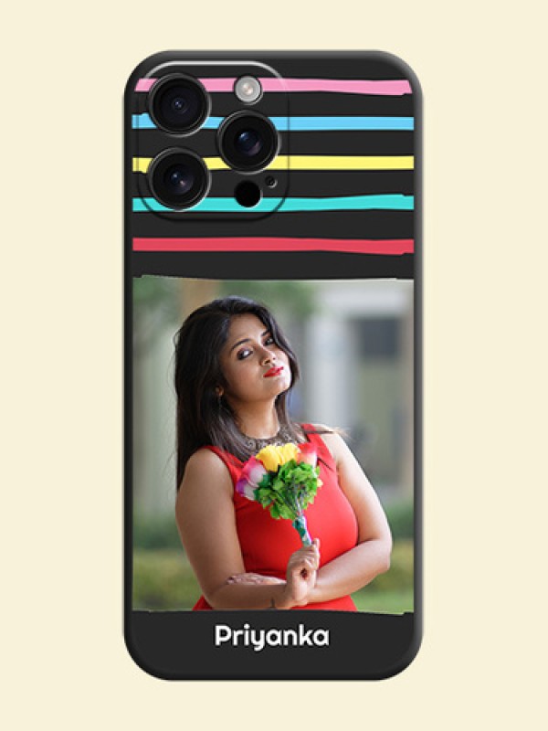 Multicolor Lines with Image On Space Black Custom Soft Matte Mobile Back Cover - iPhone 16 Pro Max
