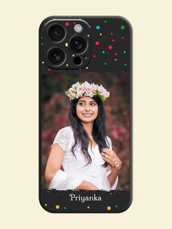 Multicolor Dotted Pattern with Text On Space Black Custom Soft Matte Mobile Back Cover - iPhone 16 Pro Max