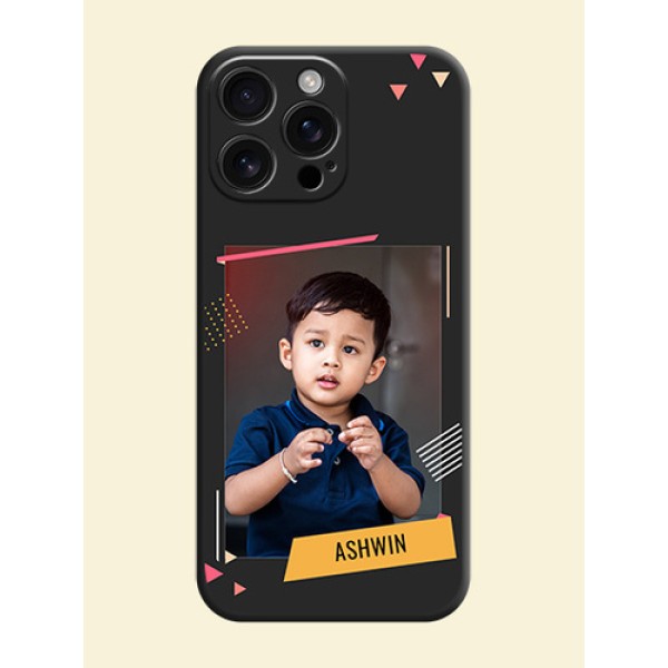 Photo Frame with Triangle Small Dots on Photo On Space Black Custom Soft Matte Mobile Back Cover - iPhone 16 Pro Max