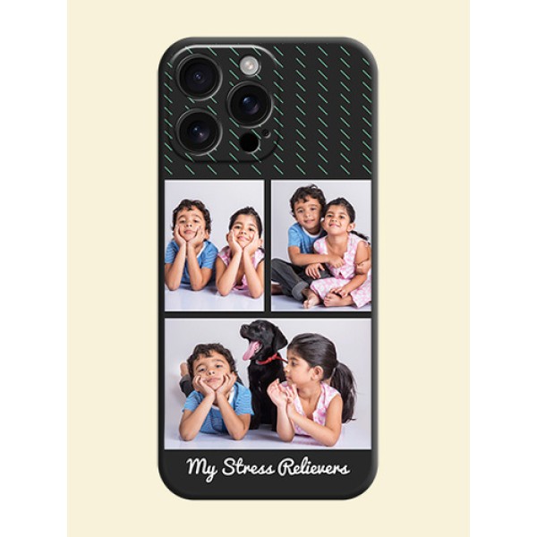 Cross Dotted Pattern with 2 Image Holder On Space Black Custom Soft Matte Mobile Back Cover - iPhone 16 Pro Max Cross Dotted Pattern with 2 Image Holder On Space Black Custom Soft Matte Mobile Back Cover - iPhone 16 Pro Max