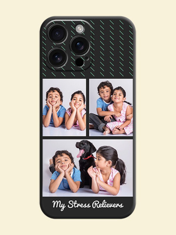 Cross Dotted Pattern with 2 Image Holder On Space Black Custom Soft Matte Mobile Back Cover - iPhone 16 Pro Max