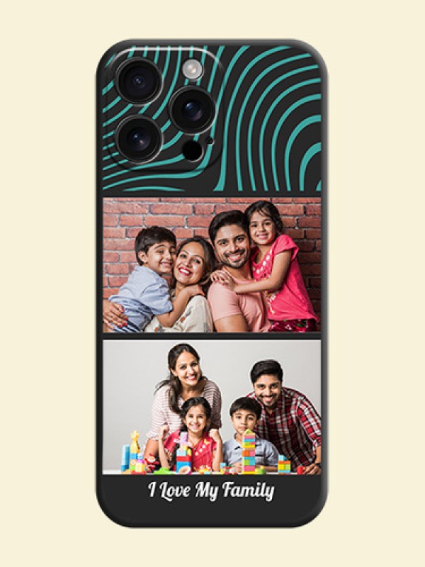 Wave Pattern with 2 Image Holder On Space Black Custom Soft Matte Mobile Back Cover - iPhone 16 Pro Max