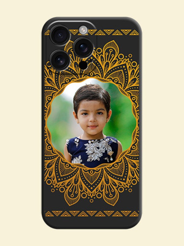 Round Image with Floral Design On Space Black Custom Soft Matte Mobile Back Cover - iPhone 16 Pro Max