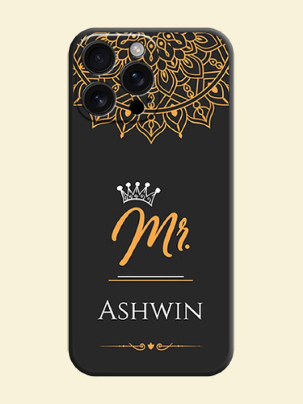 Mr Name with Floral Design On Space Black Custom Soft Matte Mobile Back Cover - iPhone 16 Pro Max