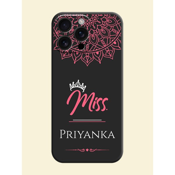 Mrs Name with Floral Design On Space Black Custom Soft Matte Mobile Back Cover - iPhone 16 Pro Max Mrs Name with Floral Design On Space Black Custom Soft Matte Mobile Back Cover - iPhone 16 Pro Max