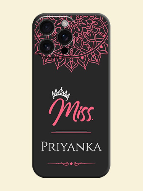 Mrs Name with Floral Design On Space Black Custom Soft Matte Mobile Back Cover - iPhone 16 Pro Max