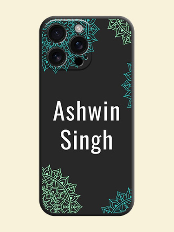 Your Name with Floral Design On Space Black Custom Soft Matte Mobile Back Cover - iPhone 16 Pro Max