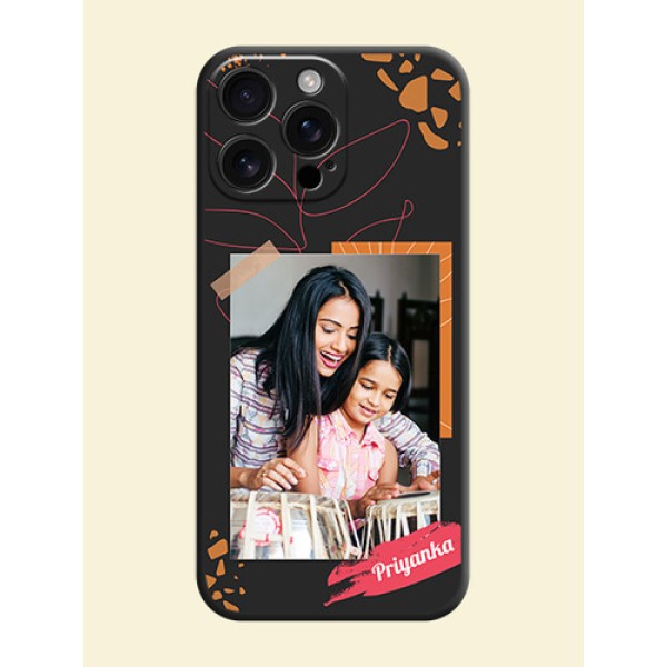 Orange Photo Frame On Space Black Custom Soft Matte Mobile Back Cover - iPhone 16 Pro Max Orange Photo Frame On Space Black Custom Soft Matte Mobile Back Cover - iPhone 16 Pro Max