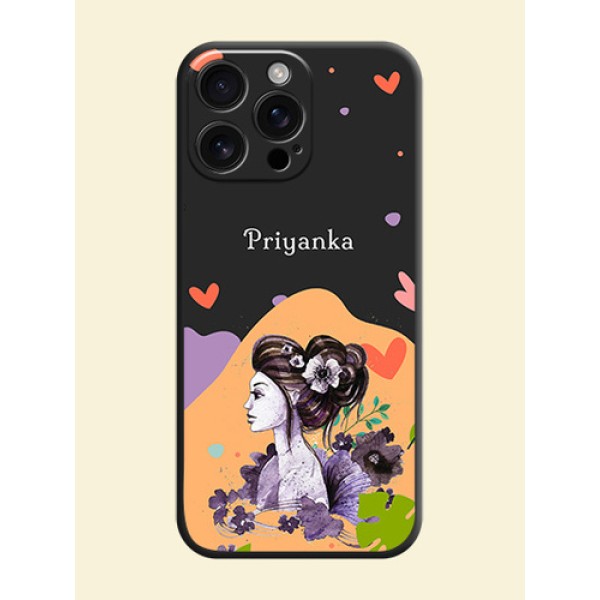 Namecase For Her With Fancy Lady Image On Space Black Custom Soft Matte Mobile Back Cover - iPhone 16 Pro Max