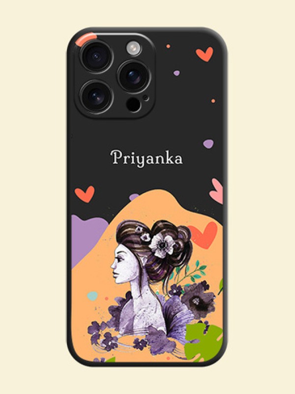 Namecase For Her With Fancy Lady Image On Space Black Custom Soft Matte Mobile Back Cover - iPhone 16 Pro Max