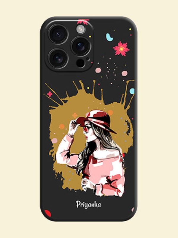 Mordern Lady With Color Splash Background With Custom Text On Space Black Custom Soft Matte Mobile Back Cover - iPhone 16 Pro Max