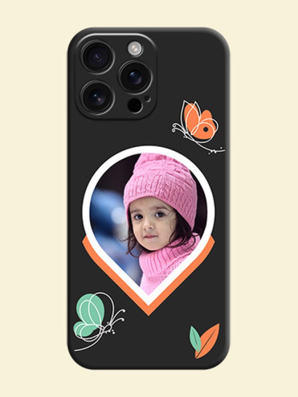 Upload Pic With Simple Butterly Design On Space Black Custom Soft Matte Mobile Back Cover - iPhone 16 Pro Max