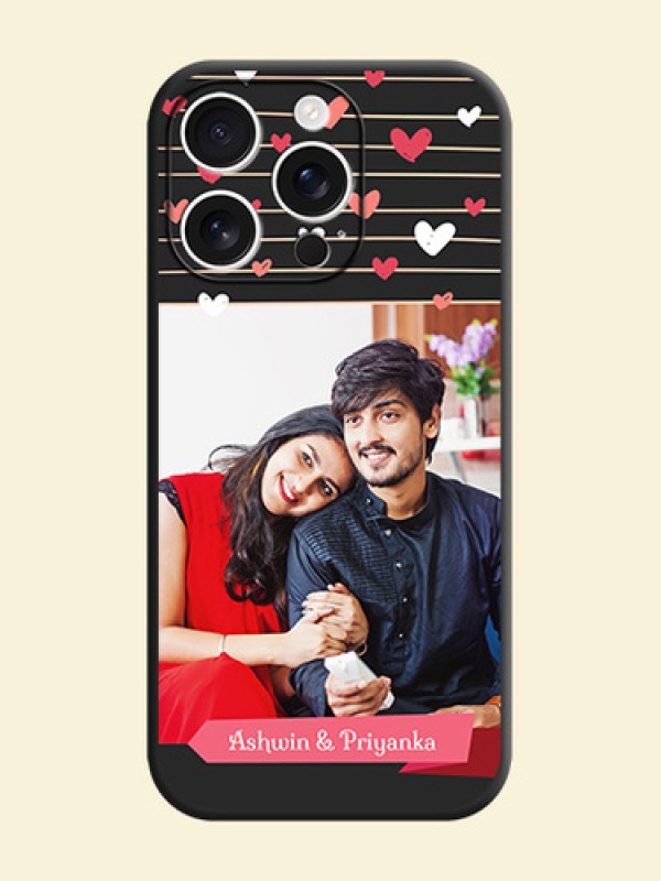 Love Pattern with Name on Pink Ribbon on Photo On Space Black Custom Soft Matte Mobile Back Cover - iPhone 16 Pro