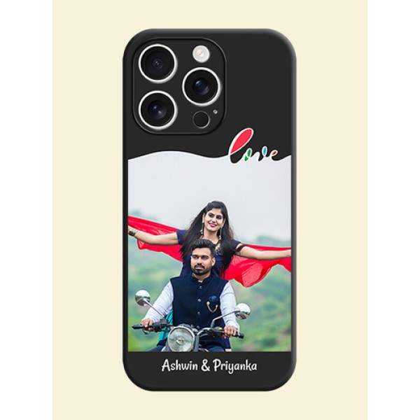 Fall in Love Pattern with Picture on Photo On Space Black Custom Soft Matte Mobile Back Cover - iPhone 16 Pro Fall in Love Pattern with Picture on Photo On Space Black Custom Soft Matte Mobile Back Cover - iPhone 16 Pro