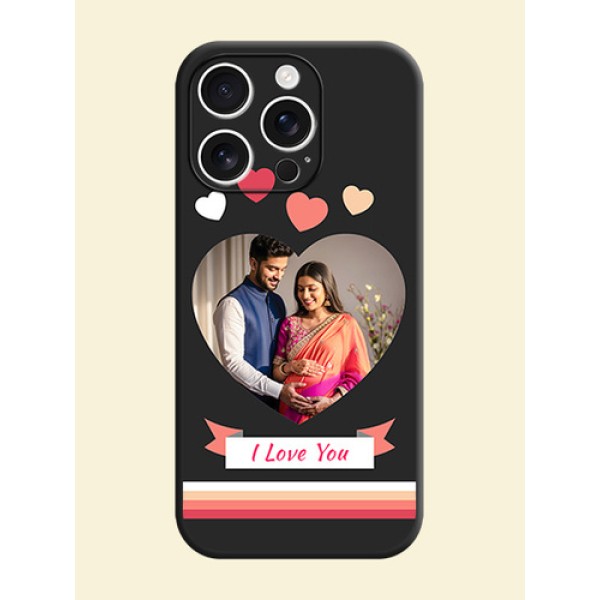 Love Shaped Photo with Colorful Stripes On Space Black Custom Soft Matte Mobile Back Cover - iPhone 16 Pro Love Shaped Photo with Colorful Stripes On Space Black Custom Soft Matte Mobile Back Cover - iPhone 16 Pro