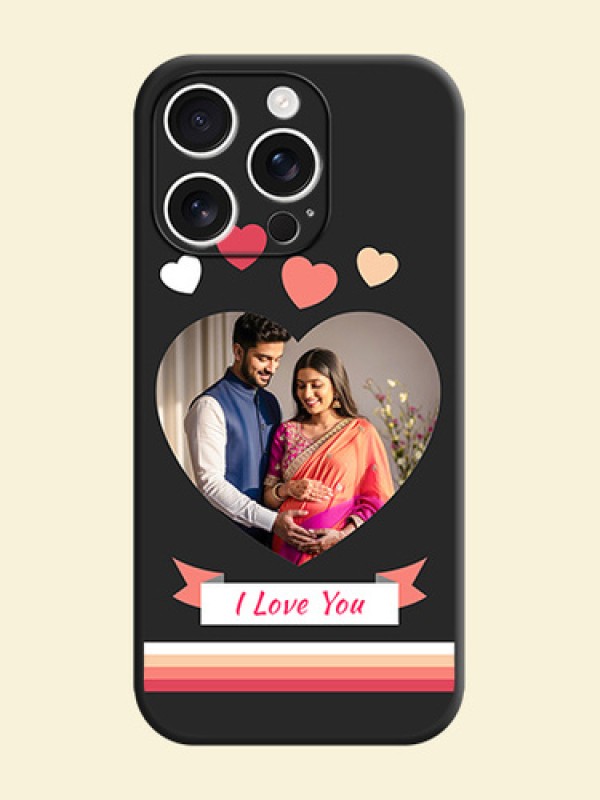 Love Shaped Photo with Colorful Stripes On Space Black Custom Soft Matte Mobile Back Cover - iPhone 16 Pro