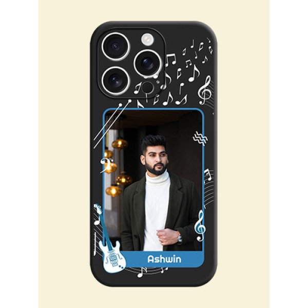 Musical Theme Design with Text on Photo On Space Black Custom Soft Matte Mobile Back Cover - iPhone 16 Pro Musical Theme Design with Text on Photo On Space Black Custom Soft Matte Mobile Back Cover - iPhone 16 Pro
