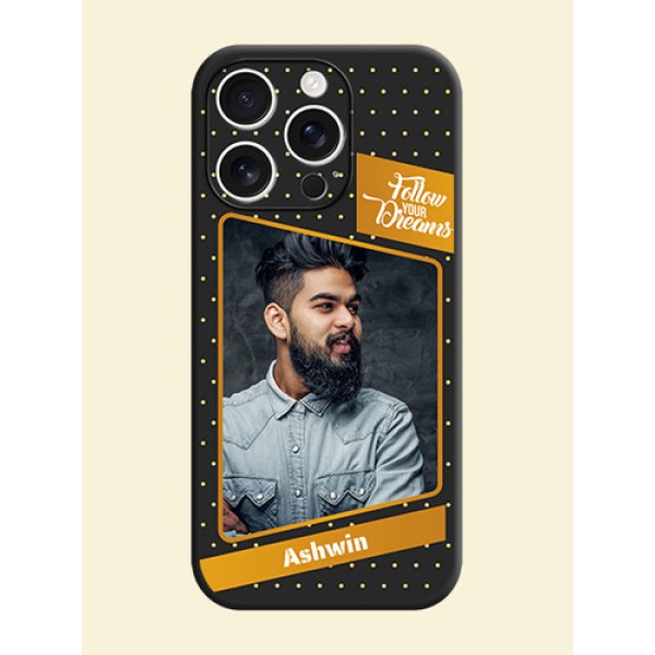 Follow Your Dreams with White Dots On Space Black Custom Soft Matte Mobile Back Cover - iPhone 16 Pro Follow Your Dreams with White Dots On Space Black Custom Soft Matte Mobile Back Cover - iPhone 16 Pro