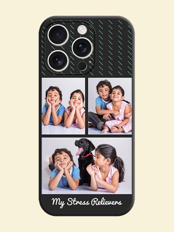 Cross Dotted Pattern with 2 Image Holder On Space Black Custom Soft Matte Mobile Back Cover - iPhone 16 Pro