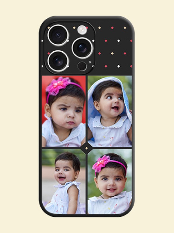 Multicolor Dotted Pattern with 4 Image Holder On Space Black Custom Soft Matte Mobile Back Cover - iPhone 16 Pro