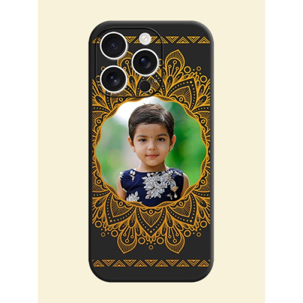 Round Image with Floral Design On Space Black Custom Soft Matte Mobile Back Cover - iPhone 16 Pro Round Image with Floral Design On Space Black Custom Soft Matte Mobile Back Cover - iPhone 16 Pro
