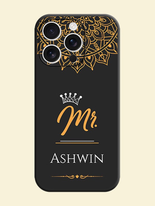 Mr Name with Floral Design On Space Black Custom Soft Matte Mobile Back Cover - iPhone 16 Pro