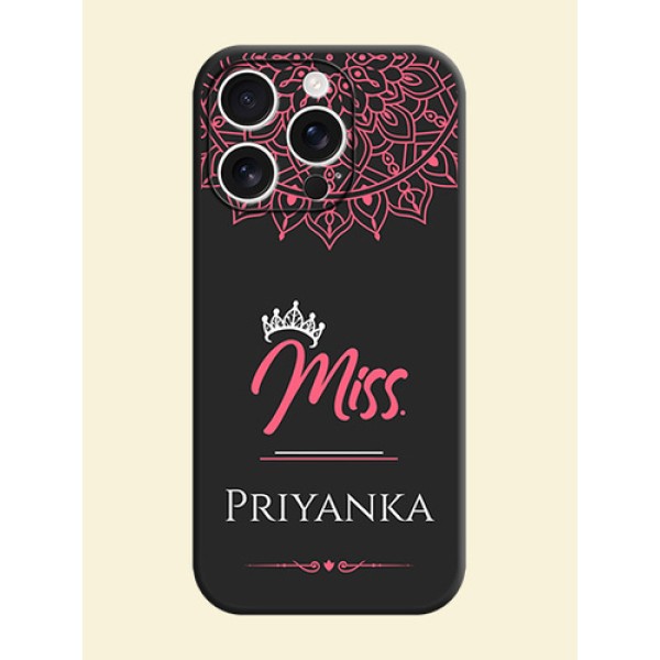 Mrs Name with Floral Design On Space Black Custom Soft Matte Mobile Back Cover - iPhone 16 Pro Mrs Name with Floral Design On Space Black Custom Soft Matte Mobile Back Cover - iPhone 16 Pro