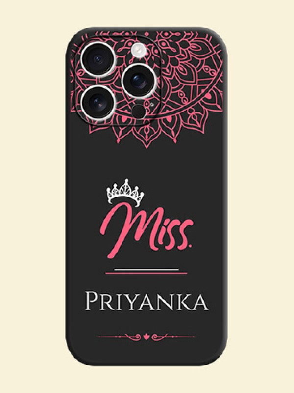Mrs Name with Floral Design On Space Black Custom Soft Matte Mobile Back Cover - iPhone 16 Pro