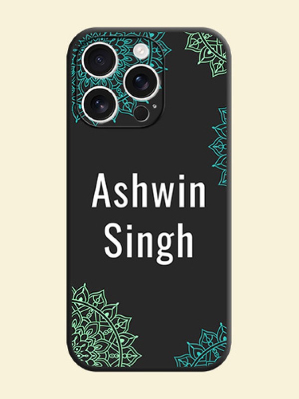 Your Name with Floral Design On Space Black Custom Soft Matte Mobile Back Cover - iPhone 16 Pro