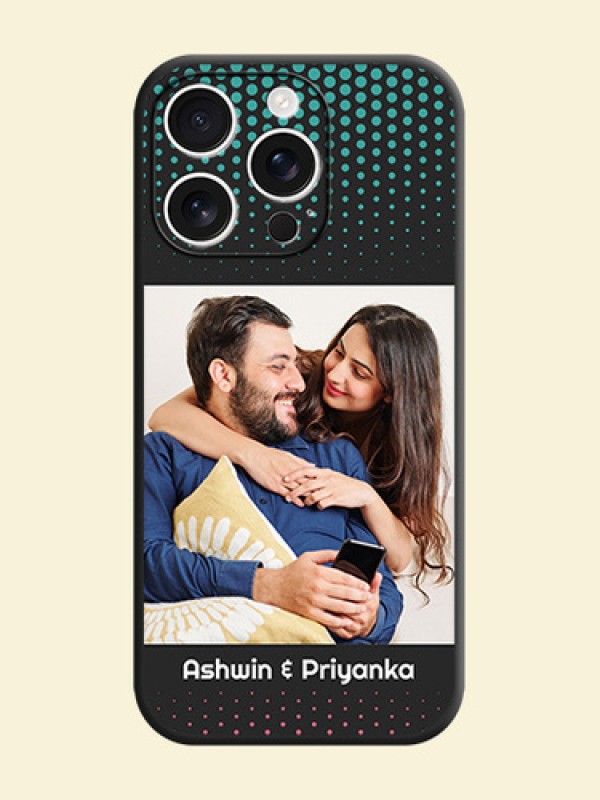Faded Dots with Grunge Photo Frame and Text On Space Black Custom Soft Matte Mobile Back Cover - iPhone 16 Pro