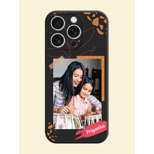 Orange Photo Frame On Space Black Custom Soft Matte Mobile Back Cover - iPhone 16 Pro Orange Photo Frame On Space Black Custom Soft Matte Mobile Back Cover - iPhone 16 Pro