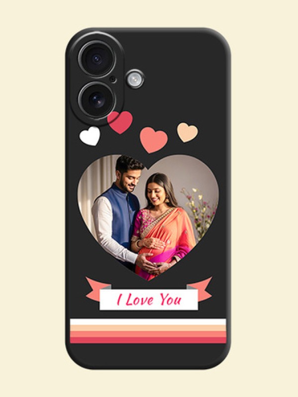 Love Shaped Photo with Colorful Stripes On Space Black Custom Soft Matte Mobile Back Cover - iPhone 16