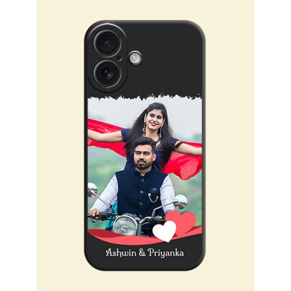 Pin Color Love Shaped Ribbon Design with Text On Space Black Custom Soft Matte Mobile Back Cover - iPhone 16