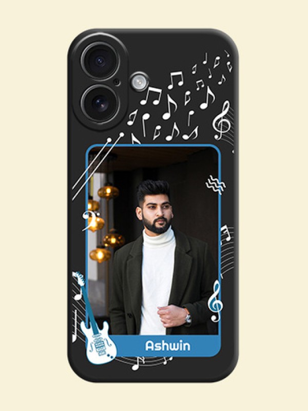 Musical Theme Design with Text on Photo On Space Black Custom Soft Matte Mobile Back Cover - iPhone 16