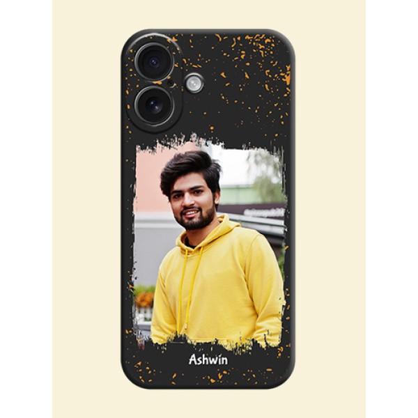 Spray Free Design on Photo On Space Black Custom Soft Matte Mobile Back Cover - iPhone 16