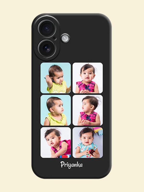 Floral Art with 6 Image Holder on Photo On Space Black Custom Soft Matte Mobile Back Cover - iPhone 16